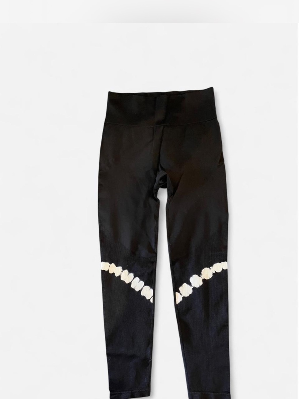 Victoria's Secret Black Leggings with White Knee Wave Detail